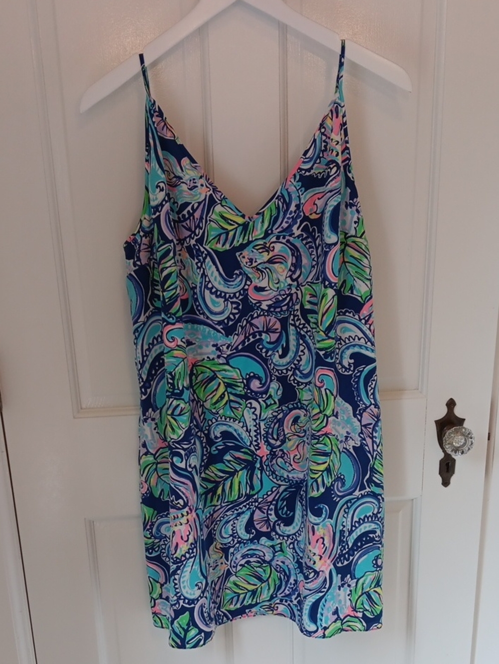 "Lilly Pulitzer Lela Silk Paisley Hanging With The Front Print"Slip Dress XL EUC